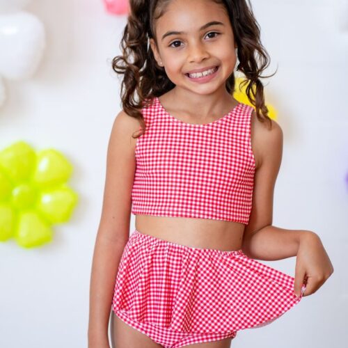 Girls Gingham Crop Set