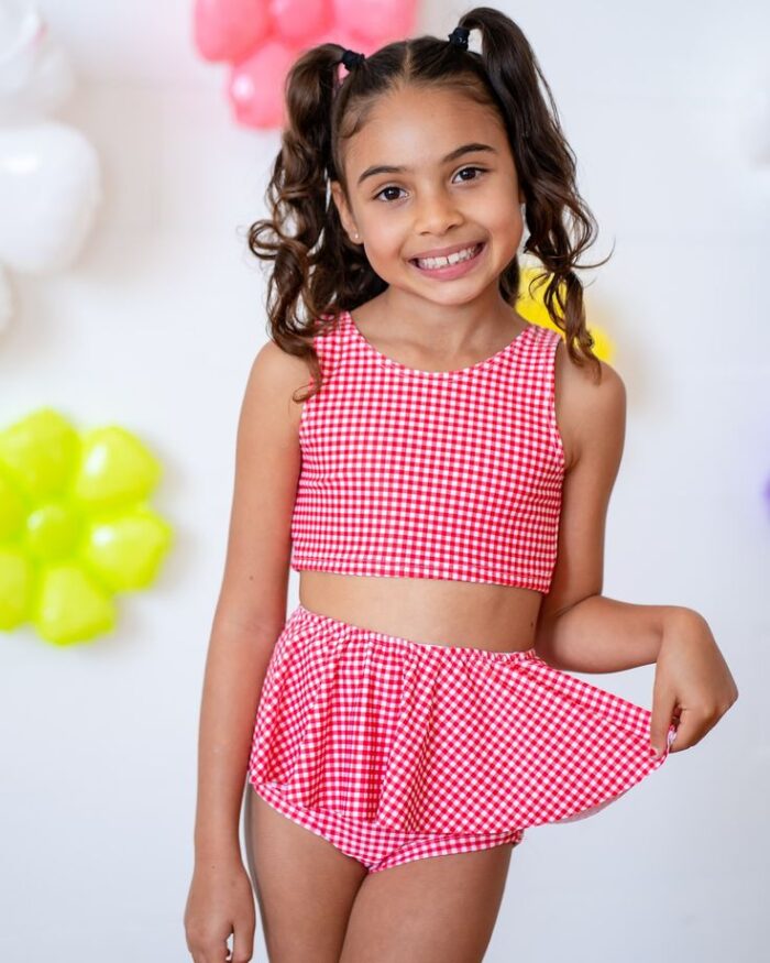 Girls Gingham Crop Set