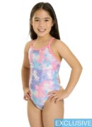 Girls Cloudy Colours Single Strap One Piece