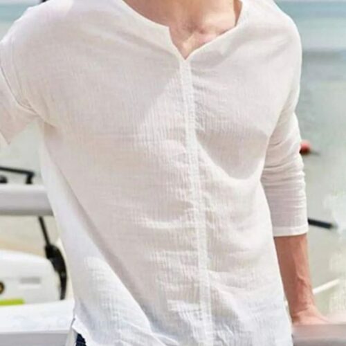 Mens Long Sleeve Linen Shirt