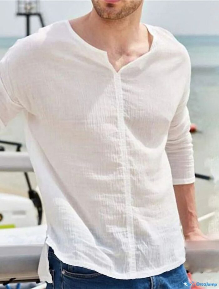 Mens Long Sleeve Linen Shirt